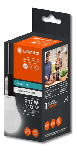 Kit 5 Lâmpadas Led Bulbo 17w Osram Bivolt 1521lm Cor Da Luz Luz Neutra 4000k 110v/220v