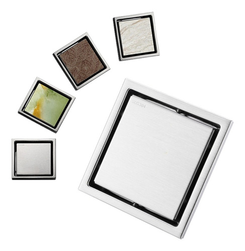 Coladera De Acero Inoxidable Invisible Piso Desagüe 11x11cm