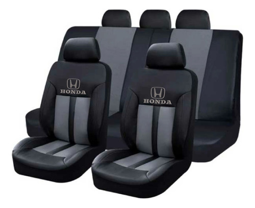 Cubreasiento Funda Ecocuero Negro Gris Honda Logo Bordado