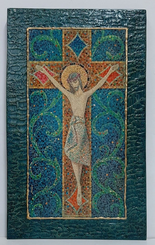 Cuadro Jesús Crucificado - Moderno - Estucado - 27 X 44 Cm