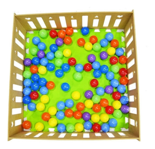 Imagen 6 de 10 de Corralito Corral Pelotero + Piso Pelotas Madera 100x100x33cm