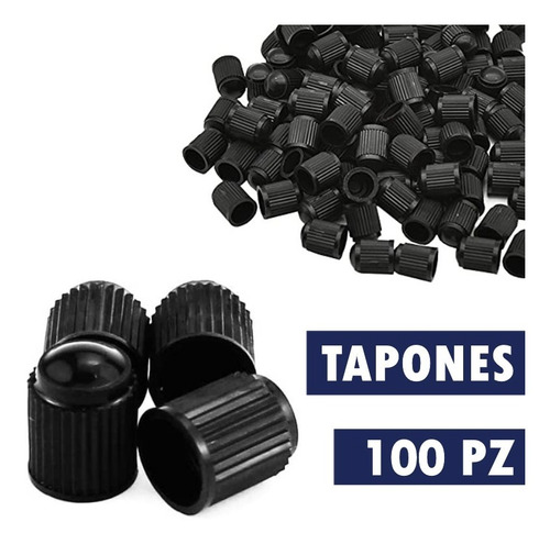 Imagen 1 de 5 de 100 Tapones Plasticos Negro P Válvula Llanta Moto Auto Bici