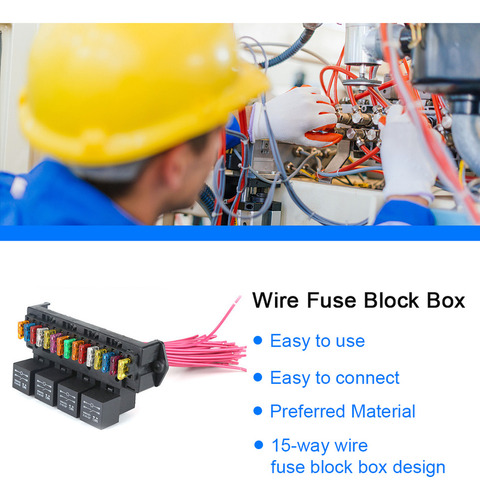 Caja De Fusibles Coche 12v 15 Vías Bloque Fusibles Caja Cont