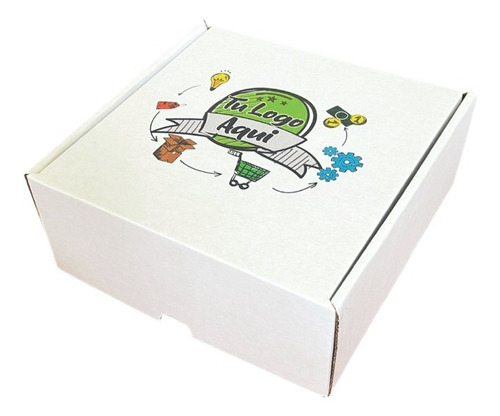 Caja Envios Ecommerce 200 Pz. 20x20x8cm Impresa Personalizad Blanco