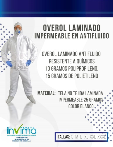 Overol Laminado Tipo Kimberly Tybek