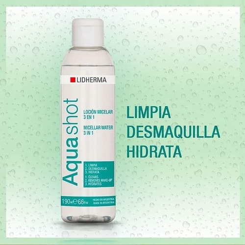 Aqua Shot Locion Micelar Limpiadora Desmaquillante Lidherma