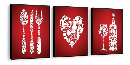 Quadro Decorativo Para Cozinha Retrô Vintage Casa Decoração Cor Vermelho Cor Da Armação Preto