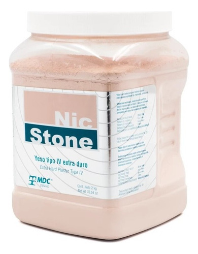 Bote De 2 Kg Nic Stone Yeso Tipo 4 Iv Mdc Color Rosa