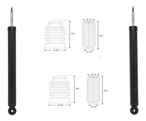 Kit 2 Amortiguador Trasero+ Tope Fuelle Ford Ecosport /2012