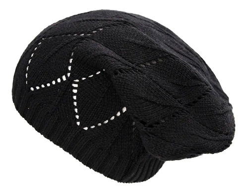 Gorro Rocky Tejido Rombo Loose Fit Calce Suelto C Puño Mujer