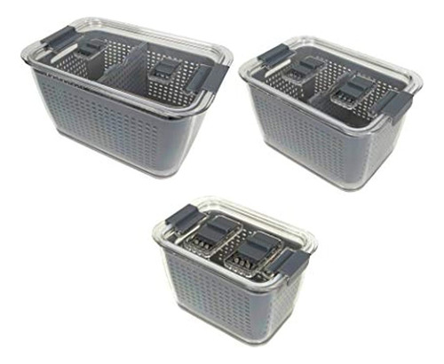 Kitchen Spaces Grey Colador Bin Paquete Variado, Organizador