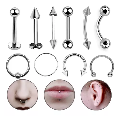 Piercing Ferradura Fina Nariz Aço Cirúrgico Pvd Zirconia