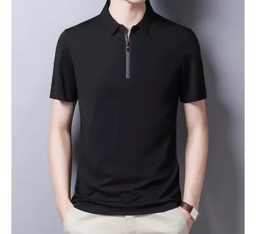 U Playeras De Seda Para Hombre Con Cremallera, Camisas