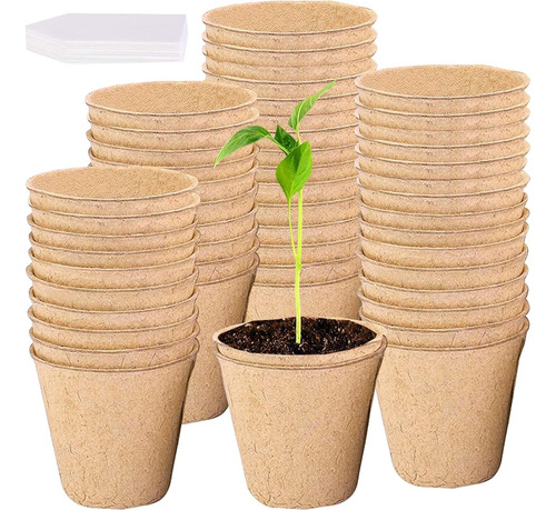 50u Macetero Biodegradables Fibra Coco Germinación 8cm