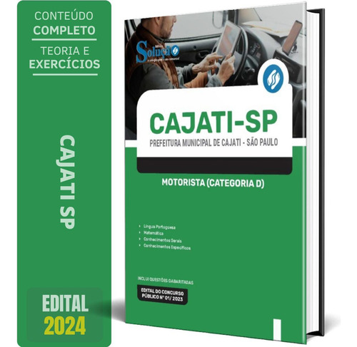 Apostila Prefeitura Cajati Sp 2024 - Motorista Categoria D