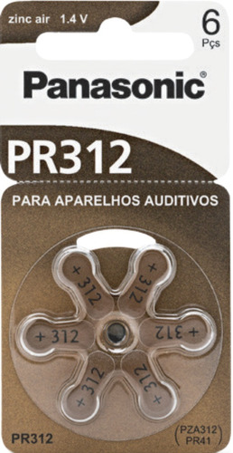 Bateria Auditiva Zinc Air Pr-312 C/ 6