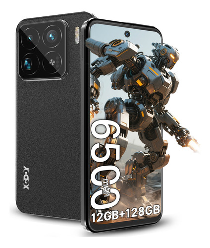 Teléfono móvil Xgody v27 dual sim6500mAh 128gb ROM 12GB RAM 6.56 pulgadas celular hd android 14 red 4G completa teléfono inteligente con huella dactilar doble cámara 13MP+21MP gps bluetooth negro