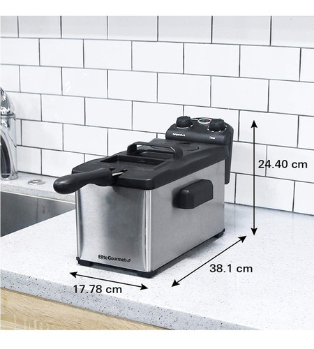 Imagen 4 de 4 de Freidora Eléctrica Elite Gourmet 3.3l Acero Inox Pack Con 4