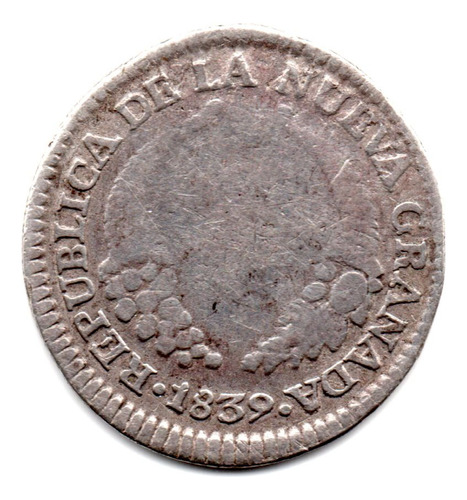 Moneda Colombia 1 Real 1839 Bogotá Nueva Granada