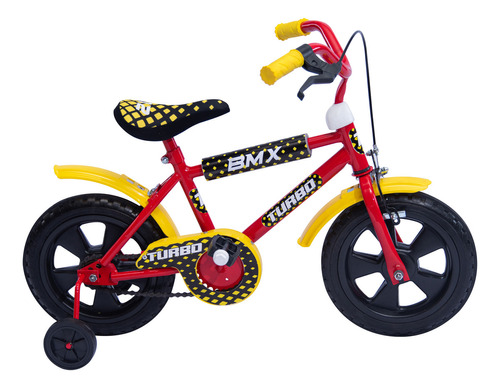 Bicicleta paseo infantil Turbo BMX R12 freno herradura color rojo con ruedas de entrenamiento  