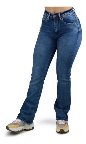 Jeans Mezclilla Premium Mujer Campana Strech 