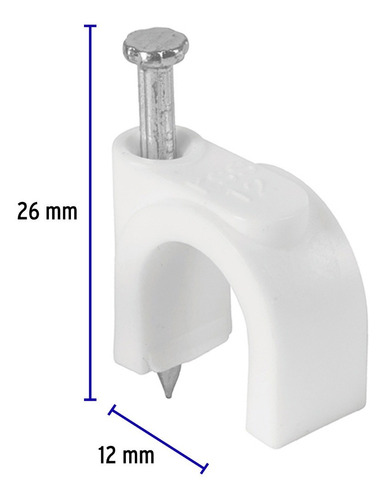 Bolsa C/20 Grapas Blancas De 12 Mm Para Cable Redondo 48275