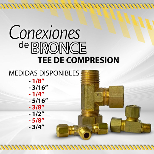 Tee De Compresión /variedad D Medidas/ Conexiones De Bronce 