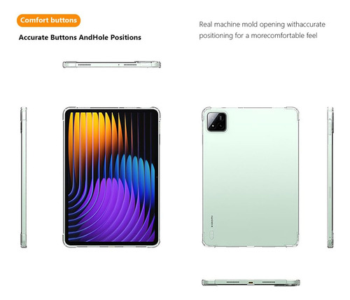 USTIYA Funda Para Xiaomi Pad 7/7 Pro 11.2 Pulgadas Case Protectora TPU Color Carcasa Transparente Cover