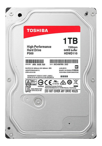 Disco Duro Interno Toshiba Pc 1tb 3.5 Sata3 7200rpm- Boleta