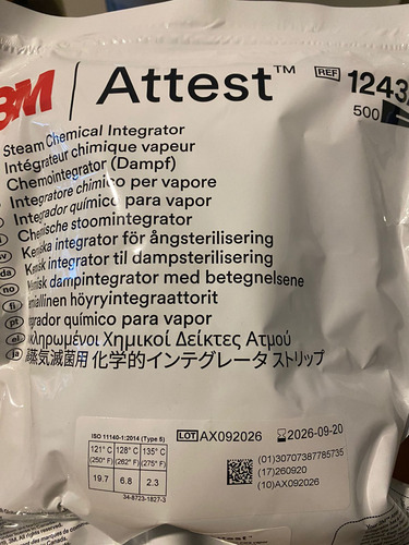 Integrador Quimico Vapor Sterigage 1243 3m Sobre C/500 Pzs