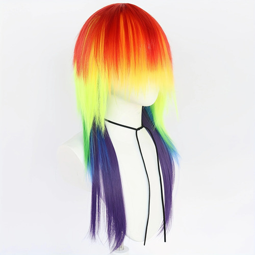 New Rainbow Dash Cosplay Long Straight Rainbow Synthetic