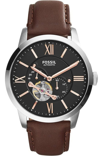 Reloj Hombre Fossil Me3061 Mecánico Manual Pulso Marron En