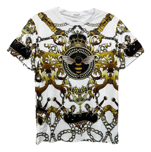 Playera Estampada Animales Abejas Dorado Con Diamantes