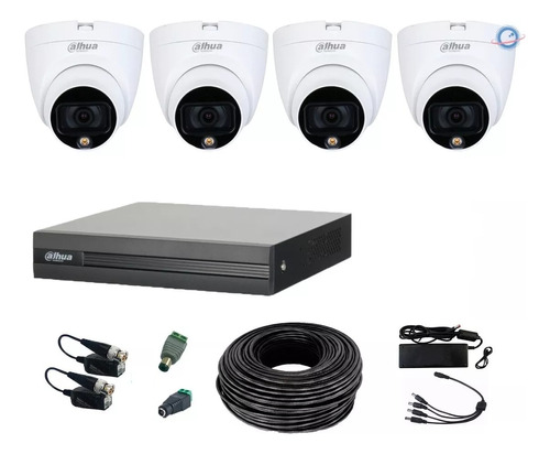 Kit Cctv 4 Cámaras Dahua Domo Full Color 2mp 4ch 500gb 