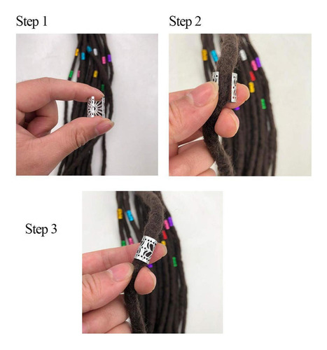 Dreadlocks Cabello Trenzado Puños Cuentas, Anillos