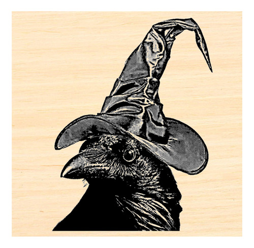 Sello Goma Diseño Cuervo Sombrero Bruja