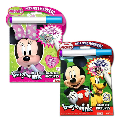 Disney Minnie Y Mickey Mouse Imagine Ink Book Bundle Con Más