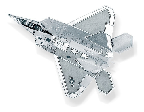 Rompecabezas Metálico 3d - Avión F-22 Raptor - Mms050