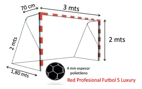 Imagen 4 de 9 de Red X 2 Arco Futbol 5 Papi Profesional Medida Oficial Luxury