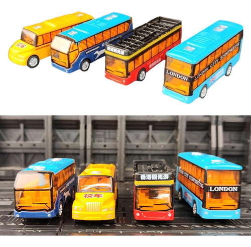 4 Piezas, Escala 1:64, Colección De Autobuses Escolares De