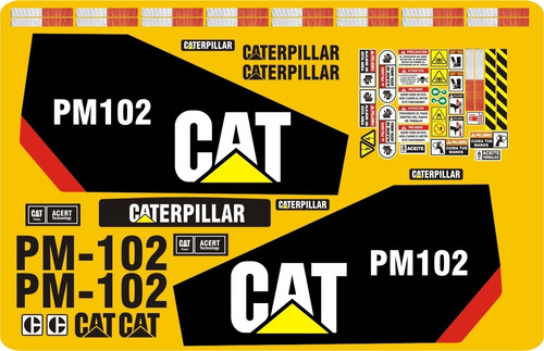 Calcomanías Para Perfiladora De Asfalto Caterpillar Pm102