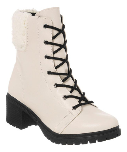 Bota Coturno Feminino Cano Curto Pelo Salto Baixo Casual