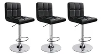 Comprar Banquetas Desayunador Taburete Altas Barra Set X 3 Ecocuero Color Negro