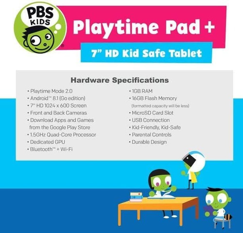Tableta Kids Playtime Pad + 7 Hd Kid-safe Android Americana