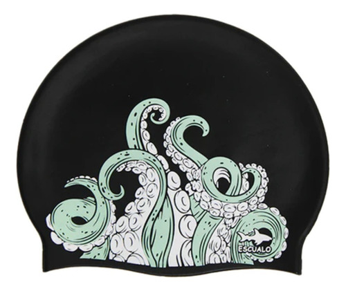 Gorra Natacion Escualo Adulto Modelo Kraken Color Negro Diseño de la tela Estampado Talla unitalla