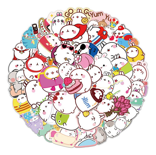 50 Pegatinas De Conejo Regordete De Molang Kawaii Para Álbum