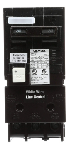Interruptor De Circuito 30 A 2 Polos 120/240 V Autoprueba Ne