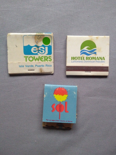 Set 3 Cajas De Fósforos Coleccionables Hoteles Caribe