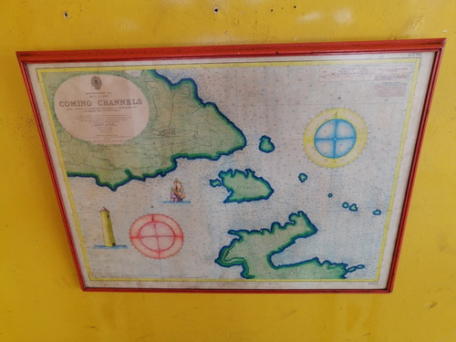 Cuadro Antiguo Mapamundi Mar Mediterráneo 1956 U.s.a