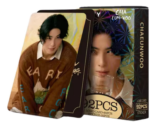 60 Photocards + 32 Stickers - Cha Eun Woo De Astro (92 Pzs)